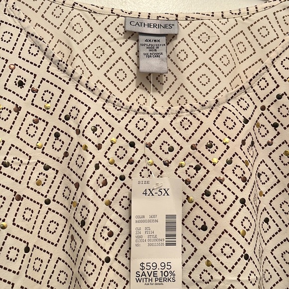 🤍”Final Nwt Absolutely Gorgeous Poncho bait wing top with bronze studs 4X/5X - Picture 4 of 7